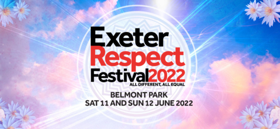 Exeter Respect Festival 2022 website.  All different, all equal. Belmont Park Sat 11 and Sun 12 June 2022