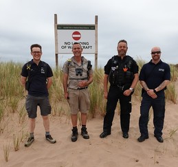 Participants from Teignbridge and Devon and Cornwall police on joint Dawlish Warren patrol