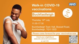 Details of walk-in Covid -19 vaccinations in Buckfastleigh