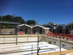 Teignmouth Lido with pol empty and decarbomnisation work being undertaken 