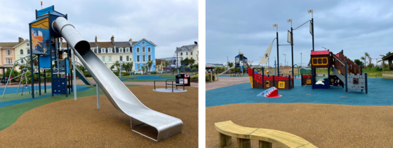 New play equipment at the Den