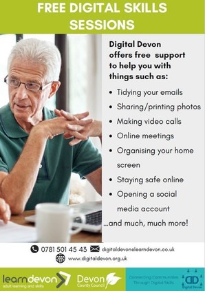 Free digital skills sessions.  Digital Devon offers free support to help you
