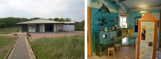 Internal and external shots of Dawlish Warren visitors centre