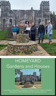 Friends of Homeyards receiving a certificate and cover of a book on Homeyards