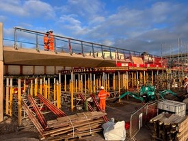 Network Rail image showing  the link bridge at Colonnade, Dawlish