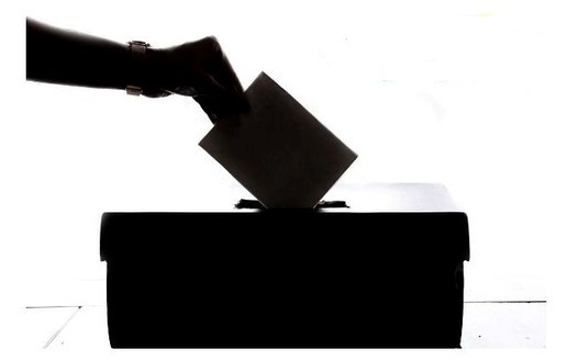 Silhouette of a hand posting a ballot paper