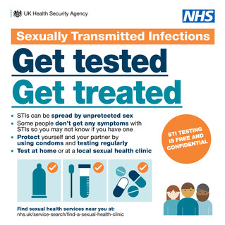 UKHSA NHS Sexually transmitted infections. Get tested. Get treated STI testing is free and confidential