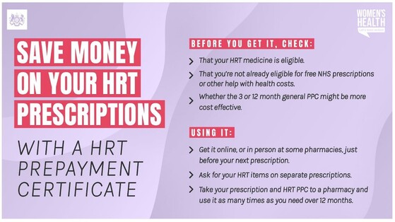 Save money on your HRT prescriptions with a HRT prepayment certificate