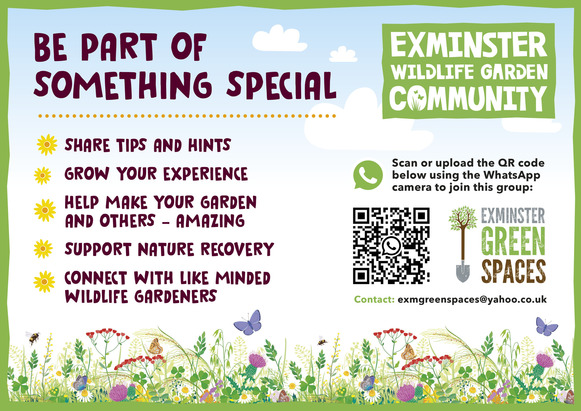 Be part of something special. Exminster wildlife garden community. QR code to join group
