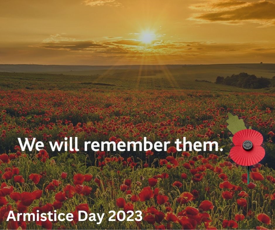We will remember them. Armistice Day 2023.  Image of a field of poppies