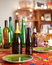 Bottles on a festive table