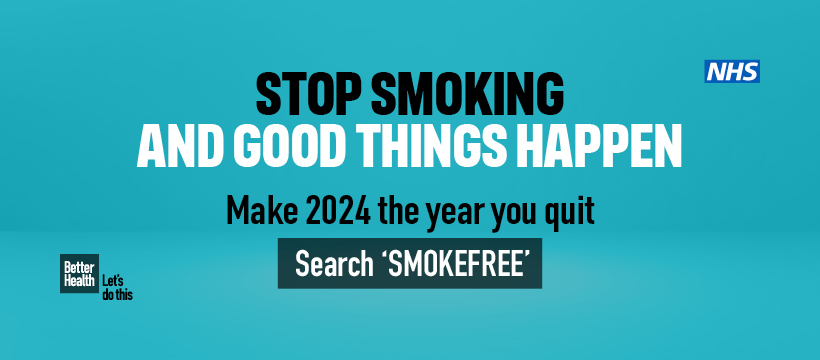 Stop smoking and good things happen.  Make 2024 the year you quit.  Search Smokefree. NHS Better Health Let's do it