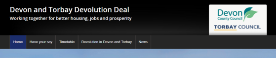 Devon and Torbay Devolution deal website.  Working together for better housing, jobs and prosperity