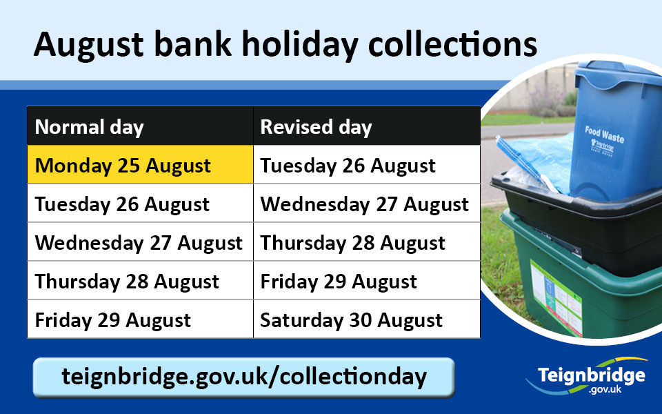 Waste collections August bank holiday