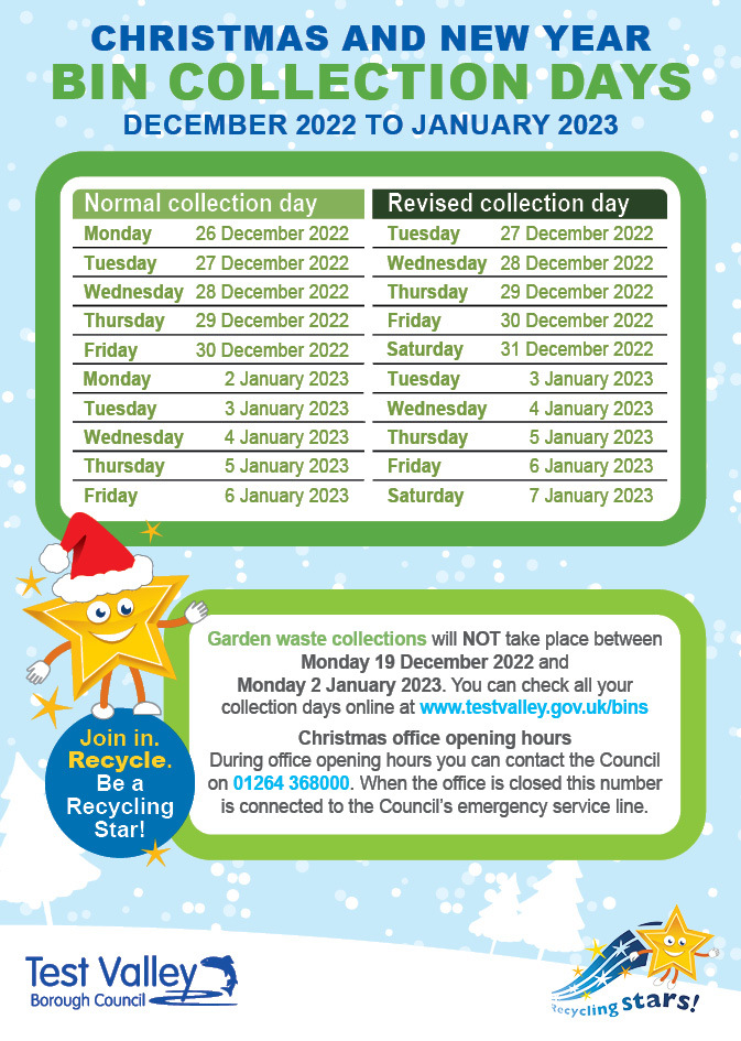 Bin collection days and where to recycle your Christmas Trees!