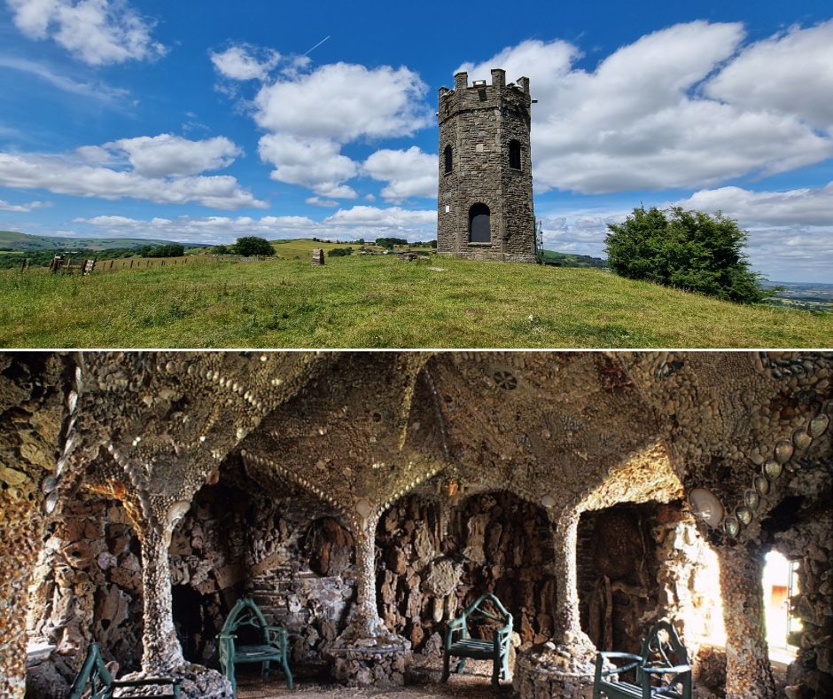 Folly and shell grotto collage