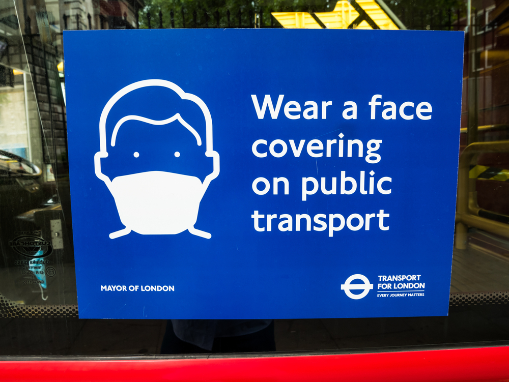 Transport for London face covering sign