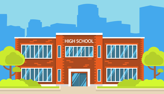 Animated high school building