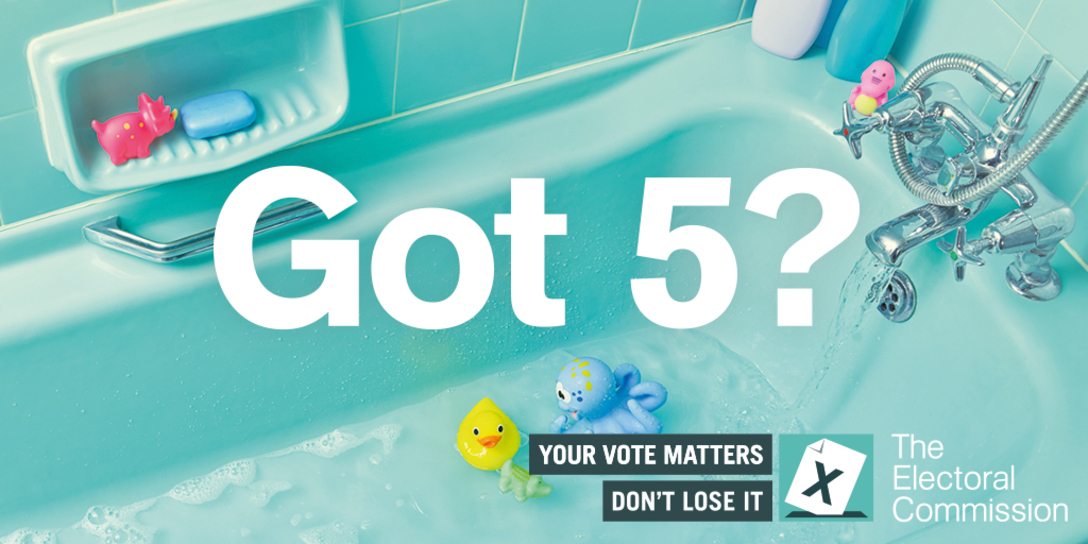 Got 5? Register to vote poster