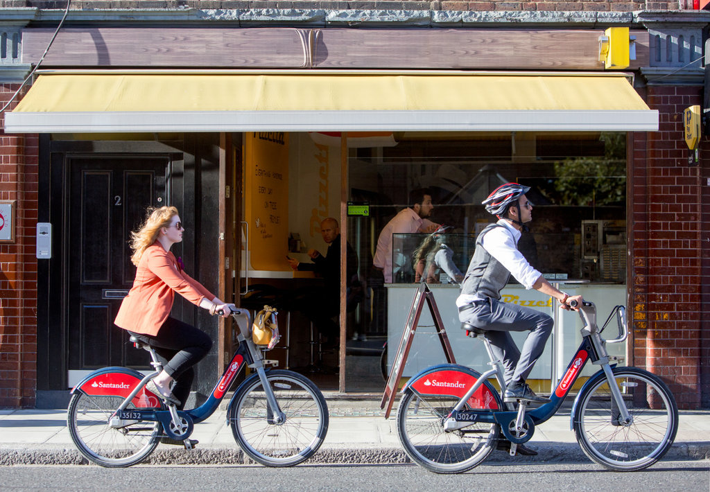 People cycling on Santander Bicycles