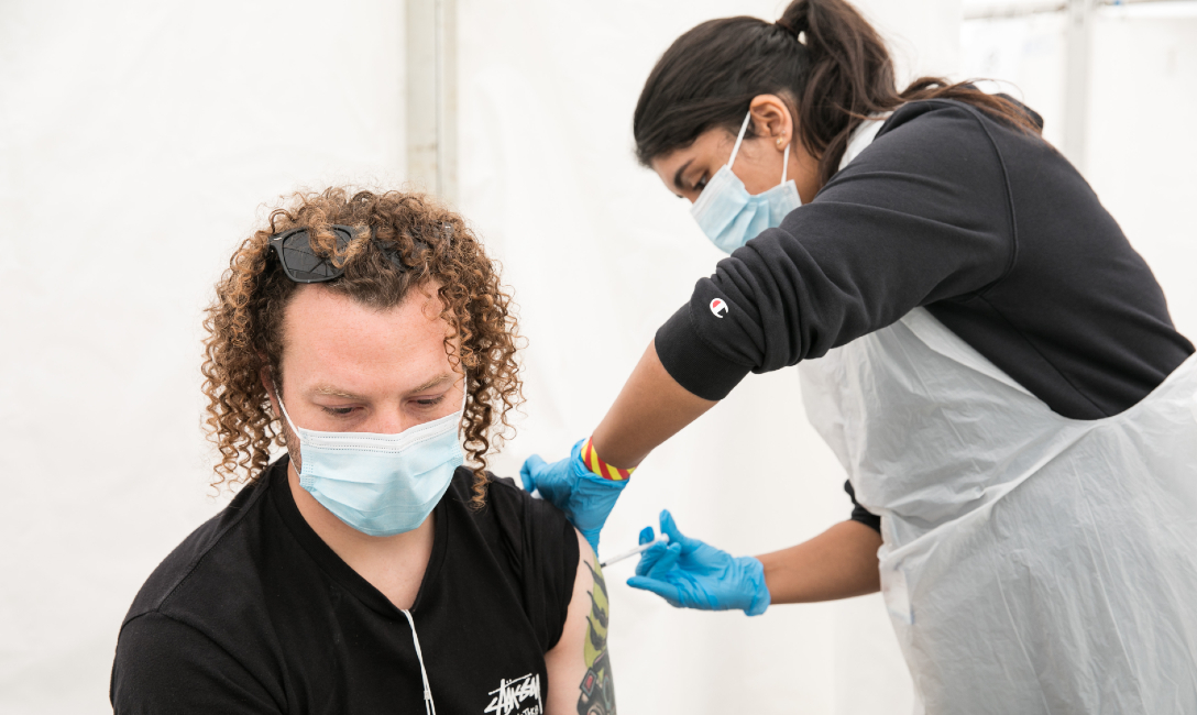 Person receiving the Covid vaccine