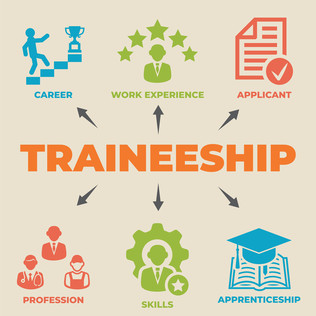 Traineeship concept with icons and signs.
