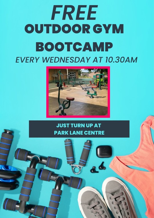 Free outdoor gym bootcamp at the Park Lane Centre every Wednesday