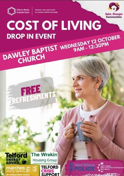 Cost of Living drop in event at Dawley Baptist Church on 12 October