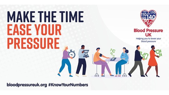 Text reads: Make the time, ease your pressure. Underneath are images of six people of various ethniticies and ages.