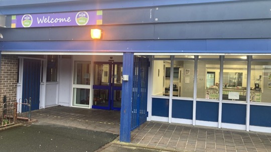 Photo of the entrance to the Hub on the Hill community centre in Sutton Hill, Telford
