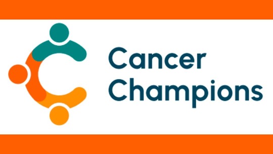 Cancer Champions logo - a large 'C' in green, orange and yellow - alongside the words Cancer Champions in green text