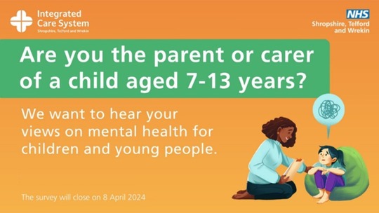 Yellow background with green banner with the following text: Are you the parent or carer of a child aged 7-13 years?