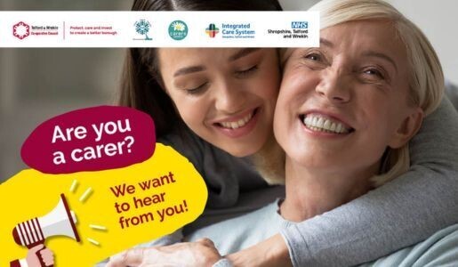 A teenage girl hugs an middle-aged woman. Overlaid text reads: Are you a carer? We want to hear from you!