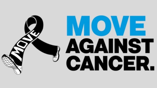 The 'Move Against Cancer' logo - a pair of trainers on legs that join into a loop of ribbon