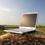 laptop on bale