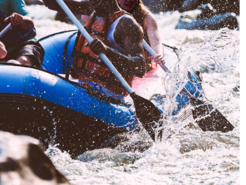 white water rafting image with paddle