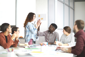group of young workers