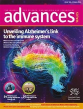 Front cover of Advances Wales magazine with an artistic picture of a brain