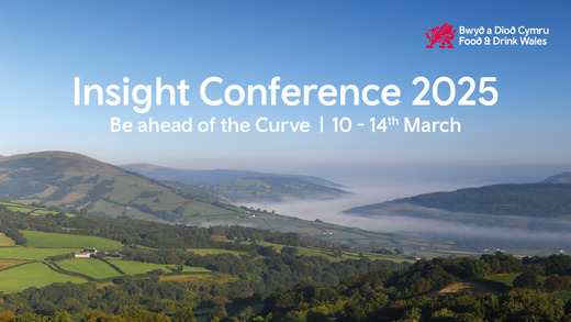 Aerial view of welsh landscape and wording Insight Conference 2025