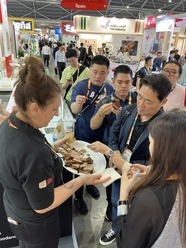 Attendees sampling Welsh meat