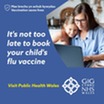 Image of a woman and child with the text "It's not too late to book your child's flu vaccine"