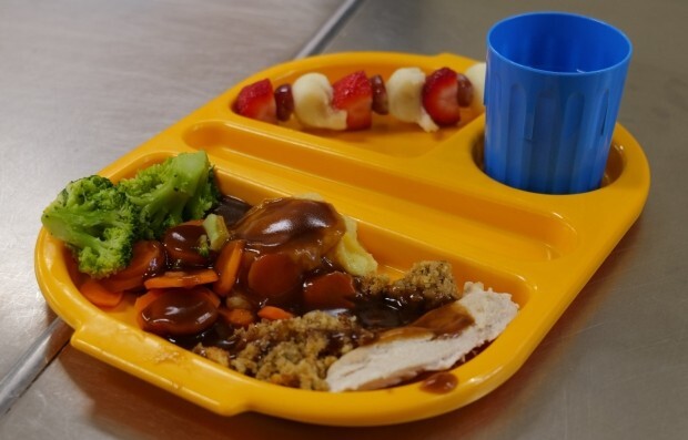 School lunch on a tray