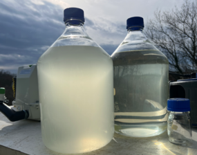  Wastewater before and after absorbant phosphate removal