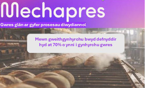 Gwres glân ar gyfer prosesau diwydiannol