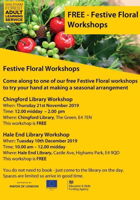 Adultg Learning Services Chingford flower classes December 2019
