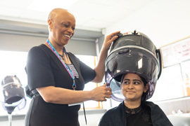 Hair and beauty lecturer and student at the Adult Learning Service