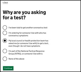 Choose 'Council asked me to get a test'