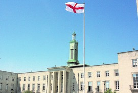 St George's Day flag outside Town Hall