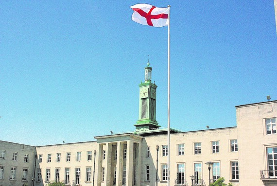 St George's Day flag outside Town Hall