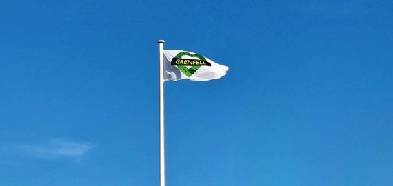 Grenfell flag flying in Fellowship Square